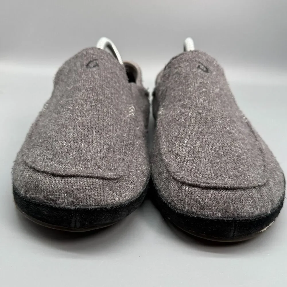 Olukai Moloa Hulu Men's 9 Gray Wool Lightweight Slip-On Low Top Comfort Slippers